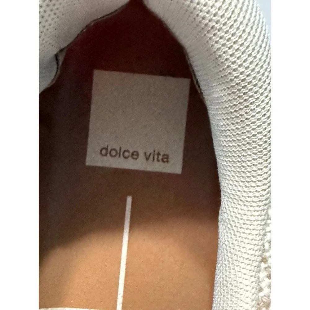 Dolce Vita Dolen Tan and Cream Knit Blanket Stitch Platform Sneakers Womens 8